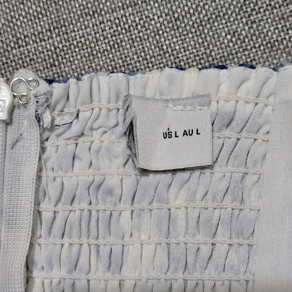 ​Petal & Pup Blue Floral Tie Strap Midi Dress Smocked Back Front Side Slit - Picture 14 of 16